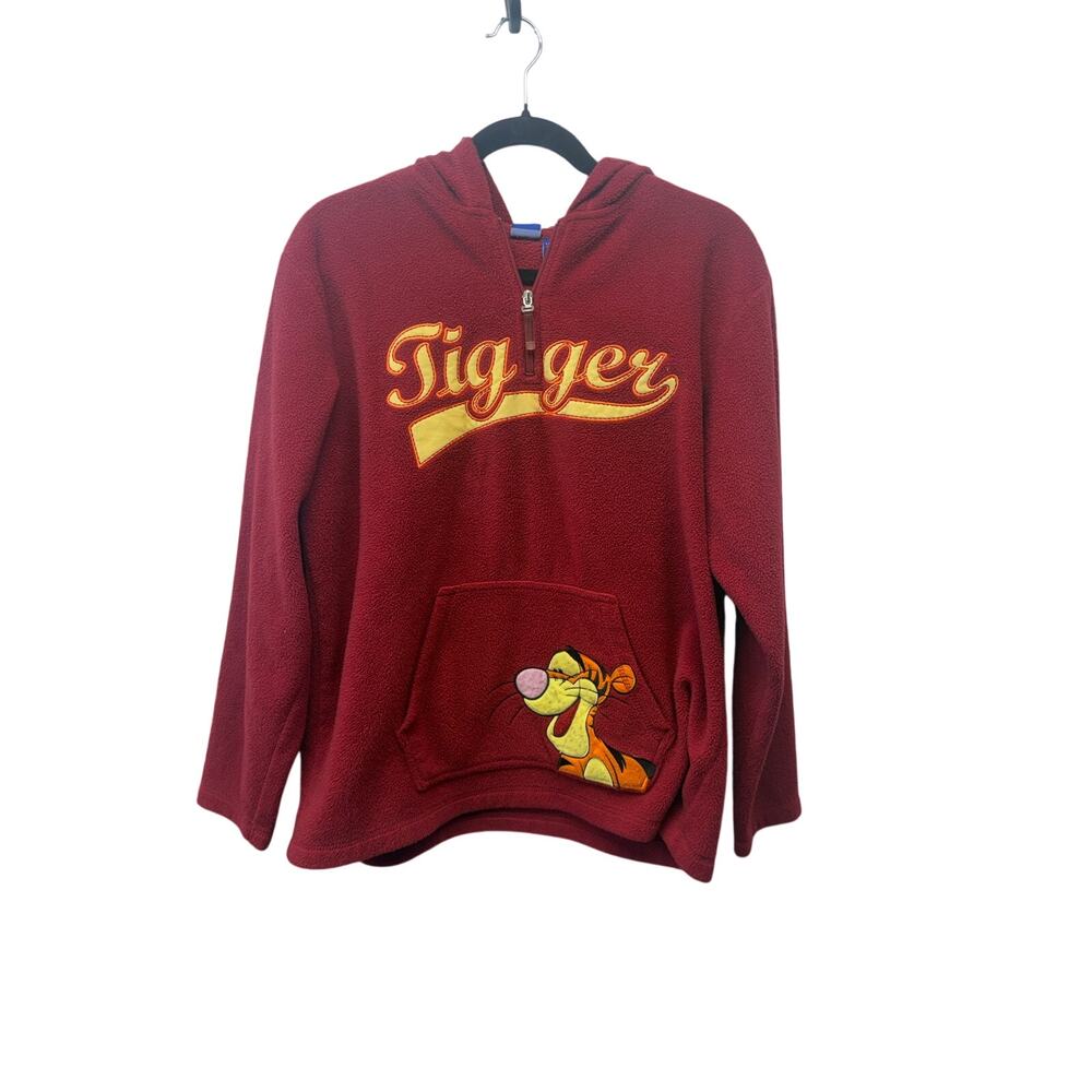 Disney Store Tigger 1/4 Zip Fleece Red Sweater Hoodie Size Large